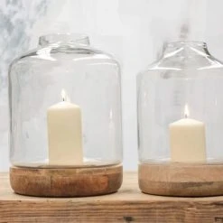 Nkuku Small Idha Tapered Hurricane Lantern - Handcrafted Room Decor for Homewares 4 Nkuku Small Idha Tapered Hurricane Lantern