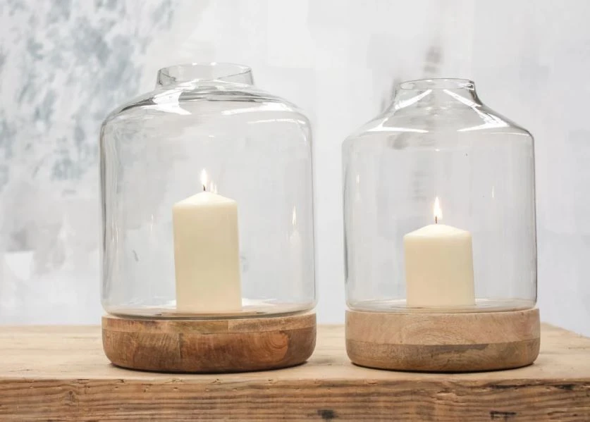 Nkuku Small Idha Tapered Hurricane Lantern - Handcrafted Room Decor for Homewares 2 Nkuku Small Idha Tapered Hurricane Lantern