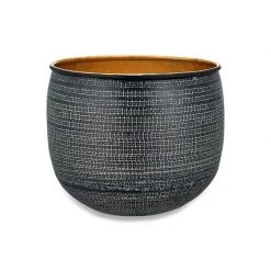 Nkuku Tembesi Planter Small Antique Black & Brass
