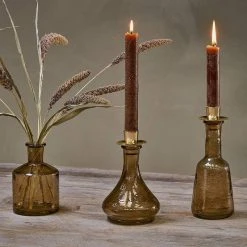 Nkuku Sepia Tall Sirsa Glass Candlestick Holder