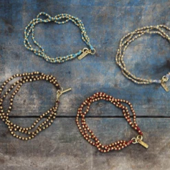 Nkuku Mawia Bead Bracelet - Aqua & Gold