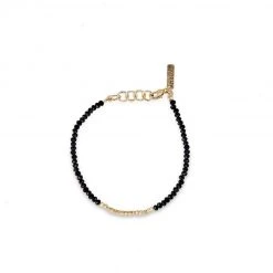 Nkuku Kitara Bead Bracelet Onyx & Gold