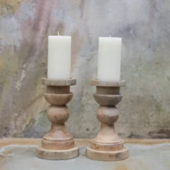 Nkuku Kibibi Mango Wood Single Candlestick