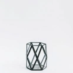 Nkuku Black Metal & Glass Geometric Terrarium
