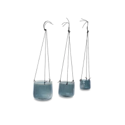 Nkuku Viri Hanging Planter Aged Silver - Small