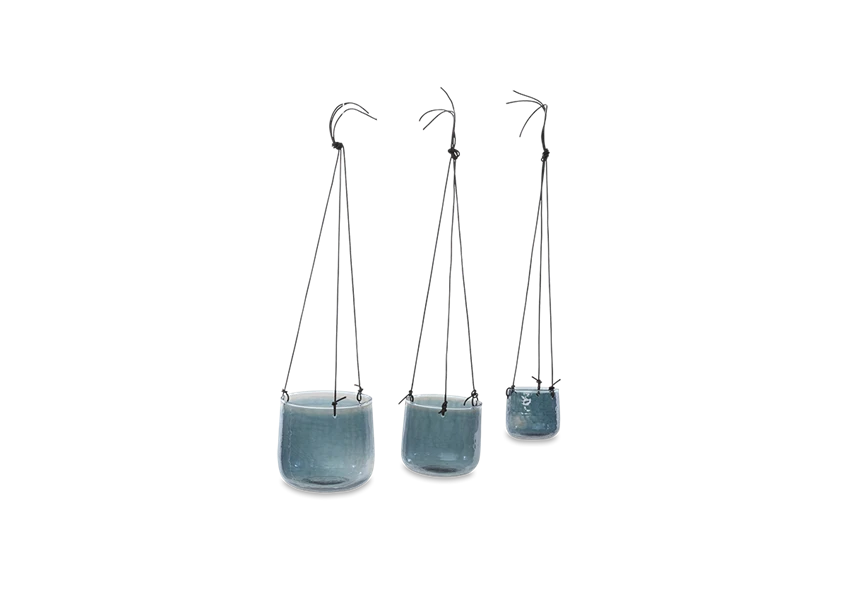Nkuku Viri Hanging Planter Aged Silver - Small | Handcrafted Room Decor for Modern Homes 2 Nkuku Viri Hanging Planter Aged Silver - Small