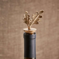 Nkuku Antique Brass Oak Leaf Bottle Stopper