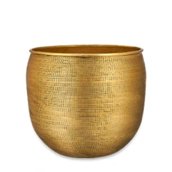 Nkuku Tembesi Etched Planter - Antique Brass - Medium